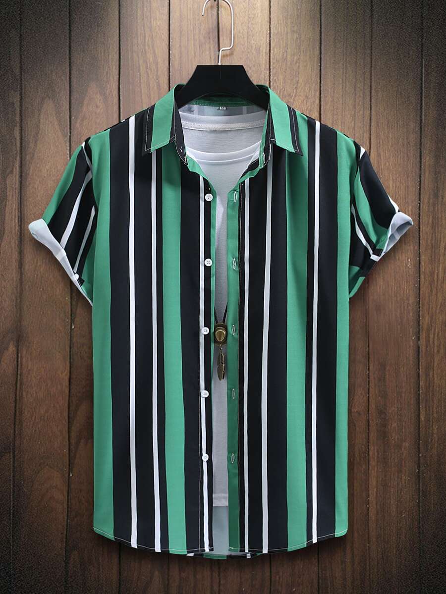 Manfinity Áo sơ mi Nam Nút phía trước Sọc Sẵn sàng - Nhiều màu - Xem 1