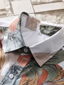 Manfinity RSRT Men Random Leaf Print Shirt Without Tee - Multicolor - View 4