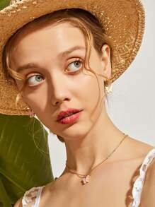 3 cái vòng cổ bướm quyến rũ với bông tai - Hồng - Xem 6