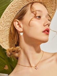 3 cái vòng cổ bướm quyến rũ với bông tai - Hồng - Xem 7