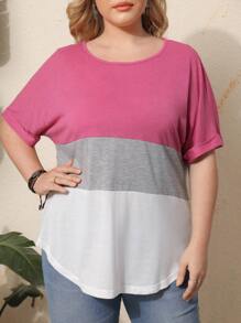 EMERY ROSE 大碼撞色捲邊袖T恤 - 彩色 - 查看 5