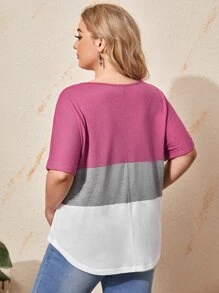 EMERY ROSE 大碼撞色捲邊袖T恤 - 彩色 - 查看 2