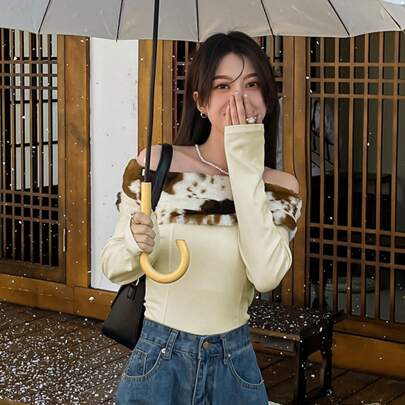 슬림 티 시접 오프숄더