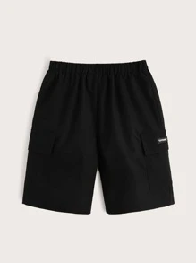 SHEIN 男孩補丁細節翻蓋口袋短褲