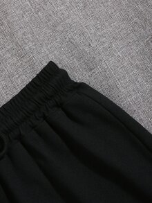 Bộ đồ hai mảnh nữ Dây kéo Lá thư Giải trí - màu đen - Xem 5