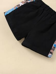 Đứa bé trai Chữ cái và In hoa Khối màu Áo thun & quần đùi - Nhiều màu - Xem 5