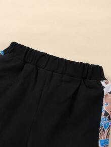 Đứa bé trai Chữ cái và In hoa Khối màu Áo thun & quần đùi - Nhiều màu - Xem 6