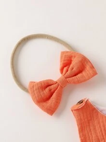 Rompers Em bé Thắt lưng Nút màu trơn - trái cam - Xem 4