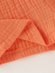 Rompers Em bé Thắt lưng Nút màu trơn - trái cam - Xem 5