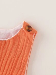 Rompers Em bé Thắt lưng Nút màu trơn - trái cam - Xem 6