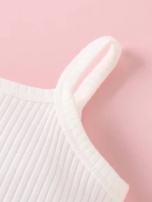 嬰兒螺紋針織吊帶短上衣和奶牛圖案腰帶闊腿褲 - 彩色 - 查看 3