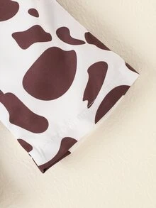 嬰兒螺紋針織吊帶短上衣和奶牛圖案腰帶闊腿褲 - 彩色 - 查看 7