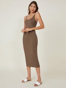 SHEIN BASICS Solid Cami Bodycon Dress