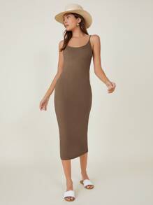 SHEIN BASICS Solid Cami Bodycon Dress