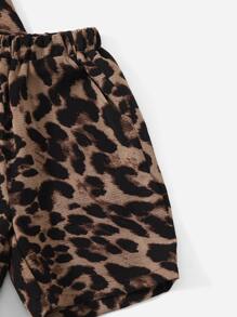 SHEIN Young Boy Leopard Print Button Through Top & Shorts Set - Multicolor - View 4