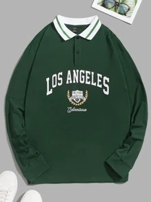 Manfinity VCAY 宽松版型男式棉质徽标与字母图案 Polo 衫