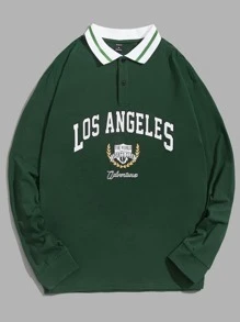 Manfinity VCAY 宽松版型男式棉质徽标与字母图案 Polo 衫