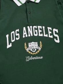 Manfinity VCAY 宽松版型男式棉质徽标与字母图案 Polo 衫