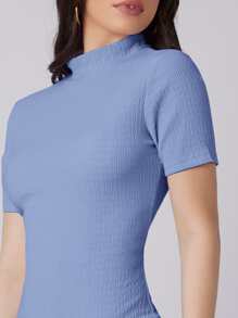 Mulvari Vestido ajustado de cuello alto de espalda con abertura - Azul - Ver 4