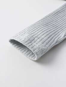 小女童條紋針織花邊下擺上衣和緊身打底褲 - 淺灰色 - 查看 3