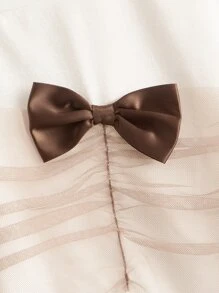 Bộ hai mảnh Gái Nơ Bướm Tương phản Mesh Xù Khối Màu Dễ thương - Nhiều màu - Xem 3