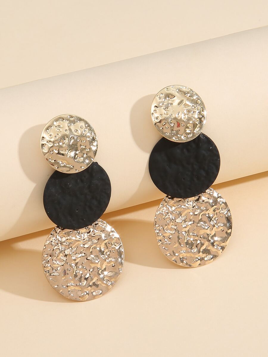 Hoa tai thả kim loại ba vòng - Nhiều màu - Xem 1