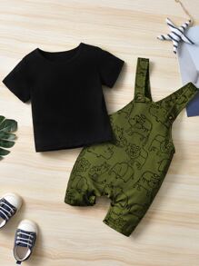 Đứa bé trai Áo phông trơn & Đồ họa Hoạt hình Romper tổng thể - Nhiều màu - Xem 1