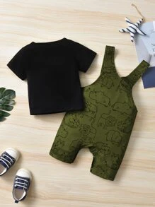 Đứa bé trai Áo phông trơn & Đồ họa Hoạt hình Romper tổng thể - Nhiều màu - Xem 2