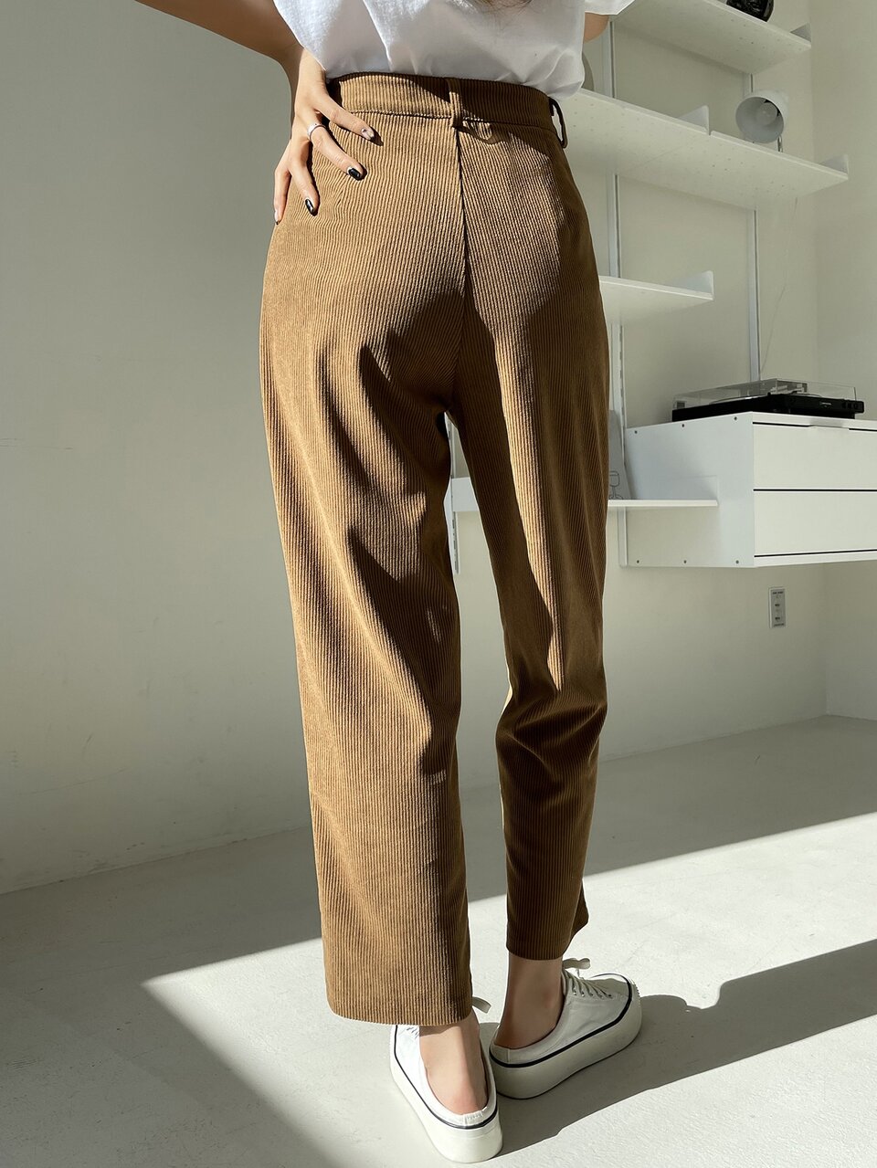 High Waist Corduroy Straight Leg Pants,Women Dress Pants Fall,Winter