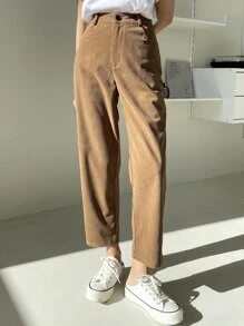 DAZY High Waist Corduroy Straight Leg Pants,Women Dress Pants