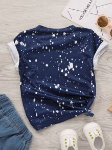 SHEIN Toddler Girls 1pc Letter & Figure Graphic Tee - Navy Blue - View 2