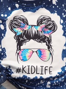 SHEIN Toddler Girls 1pc Letter & Figure Graphic Tee - Navy Blue - View 4