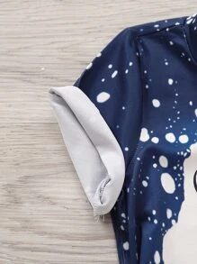 SHEIN Toddler Girls 1pc Letter & Figure Graphic Tee - Navy Blue - View 5