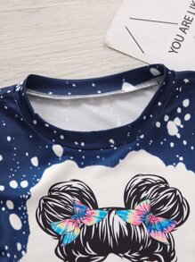 SHEIN Toddler Girls 1pc Letter & Figure Graphic Tee - Navy Blue - View 6