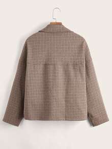 SHEIN LUNE Flap Pocket Plaid Print Overcoat - Multicolor - View 2