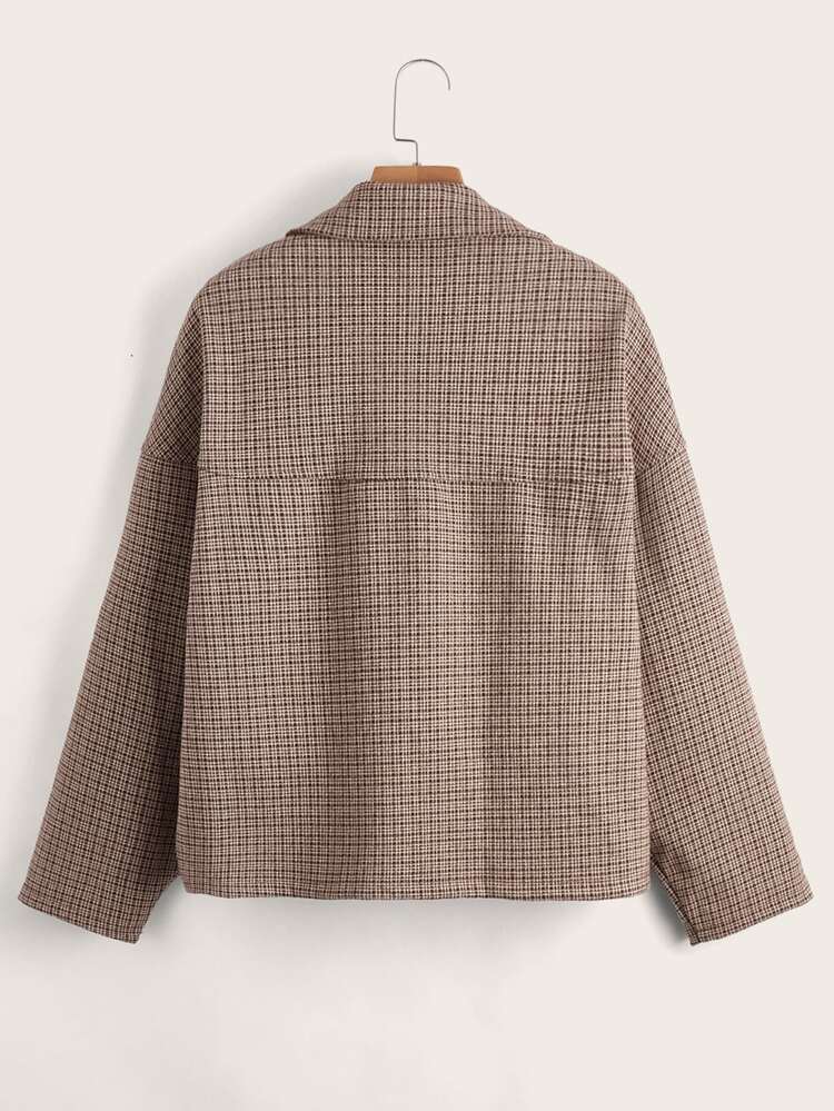 SHEIN LUNE Flap Pocket Plaid Print Overcoat - Multicolor - View 2