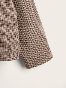 SHEIN LUNE Flap Pocket Plaid Print Overcoat - Multicolor - View 3