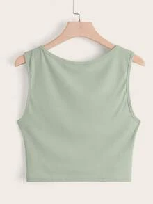 Flirla Plus Mushroom Embroidery Ribbed Tank Top