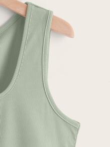 Flirla Plus Mushroom Embroidery Ribbed Tank Top