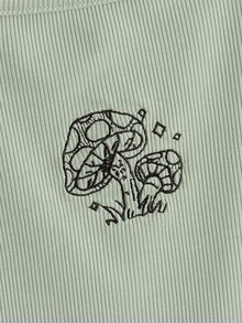 Flirla Plus Mushroom Embroidery Ribbed Tank Top