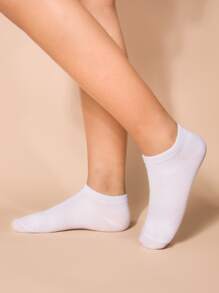 10pairs Solid Ankle Socks - White - View 2