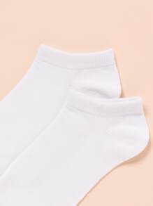 10pairs Solid Ankle Socks - White - View 3