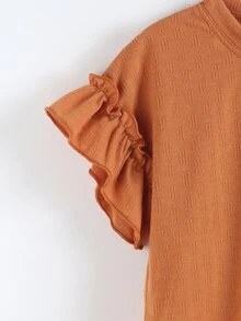 Toddler Girls Flounce Sleeve Tee - Burnt Orange - View 3