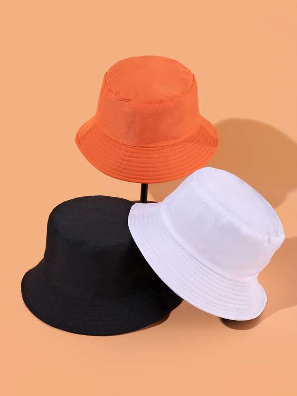 3pcs Solid Bucket Hat