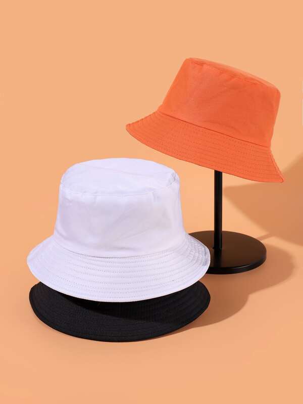 3pcs Solid Bucket Hat SHEIN USA