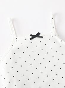 嬰兒3入組波卡圓點和條紋圖案蝴蝶結細節吊帶上衣
