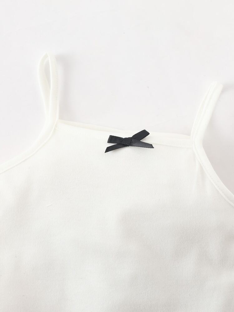 Baby 3pcs Polka Dot & Striped Bow Detail Cami Top