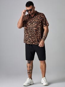 Manfinity Men Plus Leopard Print Button Front Shirt - Multicolor - View 3
