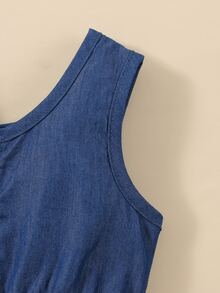 嬰兒印花網紗拼接拼接連體衣連衣裙附髮帶 - 彩色 - 查看 5