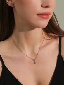 Vòng cổ mặt dây chuyền Khối Zirconia - Bạc - Xem 1